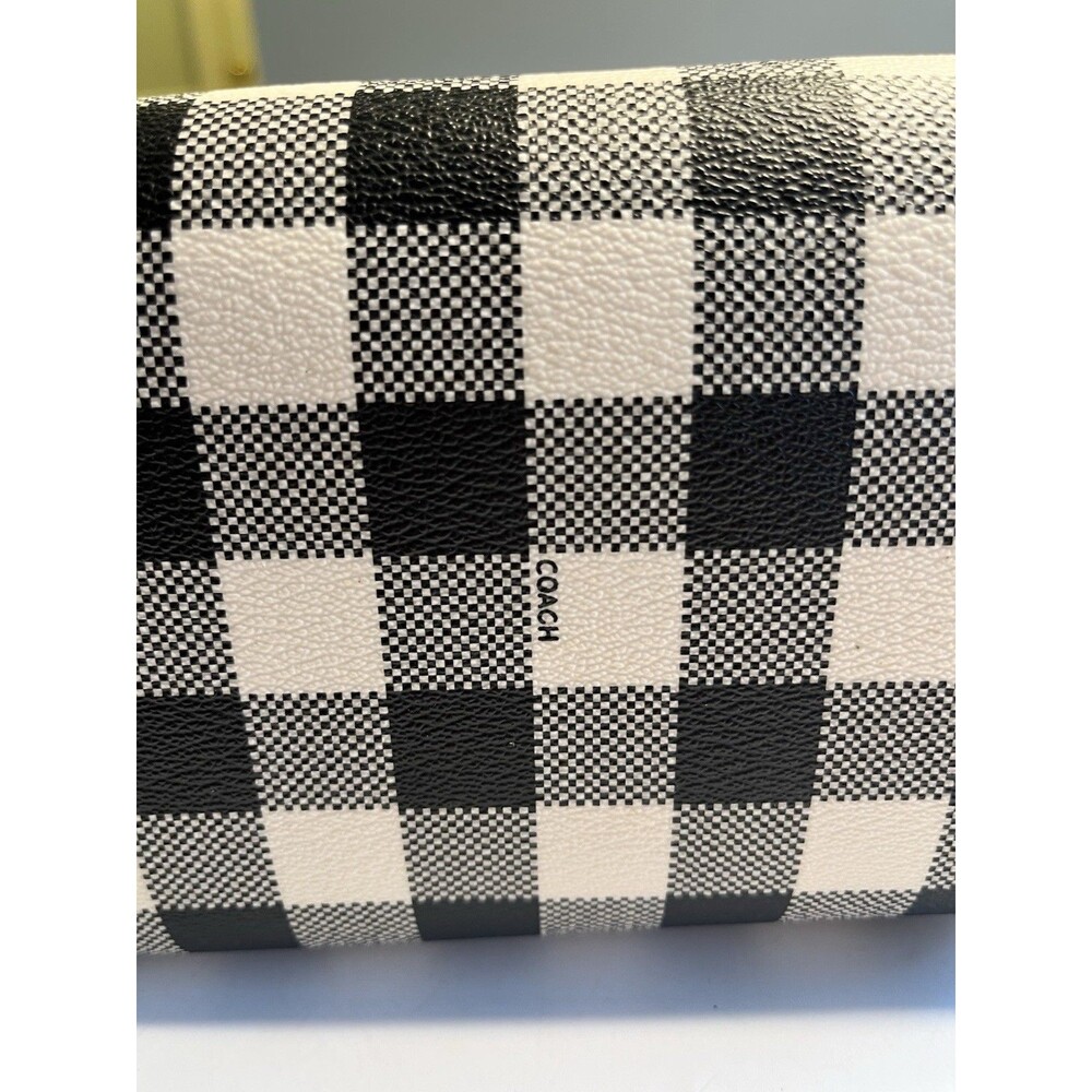 Coach Mini Bennett Black White Plaid Crossed Grain Leather Satchel - Picture 13 of 16